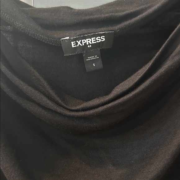 Express Black Draped Long Sleeve Bodysuit - Picture 2 of 4
